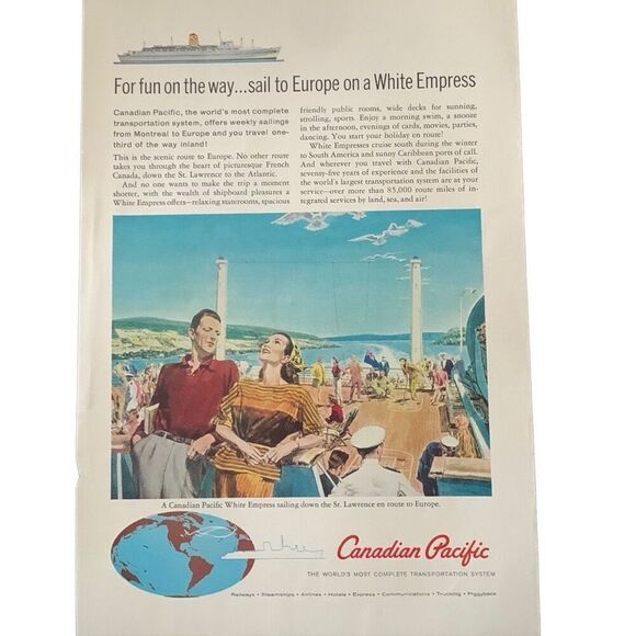 Vintage 1960 Canadian Pacific White Empress Ad Advertisment - Picture 2 of 4